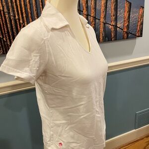 Lilly Pulitzer White Women's V-Neck Polo Tee